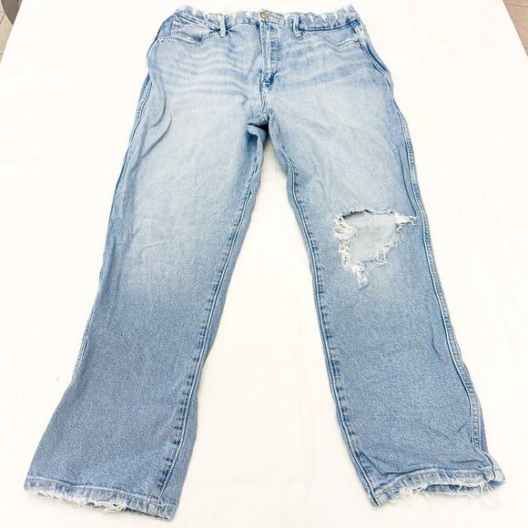 Good American Good Curve Straight Leg Light Wash Indigo 124 Denim Jeans Size 10 - Picture 2 of 9